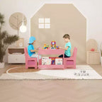 Ensemble Table d'activités 4-en-1 avec plateau amovible, table avec tiroirs et étagère, mobilier multifonctionnel pour tout-petits pour le dessin et la lecture