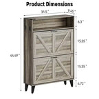 Meuble à chaussures avec 2 tiroirs basculants, meuble de rangement pour chaussures autoportant avec étagères ouvertes, meuble à chaussures étroit et dissimulé pour entrée et couloir