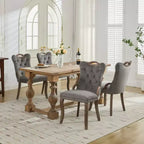 Lot de 2 chaises de salle à manger Zeus & Ruta en velours vintage avec bordure touffetée faite à la main, poignées en bois massif et clous décoratifs en cuivre