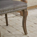 Lot de 2 chaises de salle à manger Zeus & Ruta en velours vintage avec bordure touffetée faite à la main, poignées en bois massif et clous décoratifs en cuivre