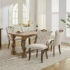 Lot de 2 chaises de salle à manger Zeus & Ruta en velours vintage avec bordure touffetée faite à la main, poignées en bois massif et clous décoratifs en cuivre