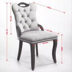 Lot de 2 chaises de salle à manger Zeus & Ruta en velours vintage avec bordure touffetée faite à la main, poignées en bois massif et clous décoratifs en cuivre