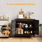 Meuble de rangement en rotin, buffet de cuisine avec portes en rotin et étagères réglables, pour salon, salle à manger, couloir