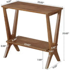 Table d'appoint Lantine à 2 niveaux en bois massif, table d'appoint avec étagères de rangement et pieds robustes, pour petits espaces, chambre, appartement