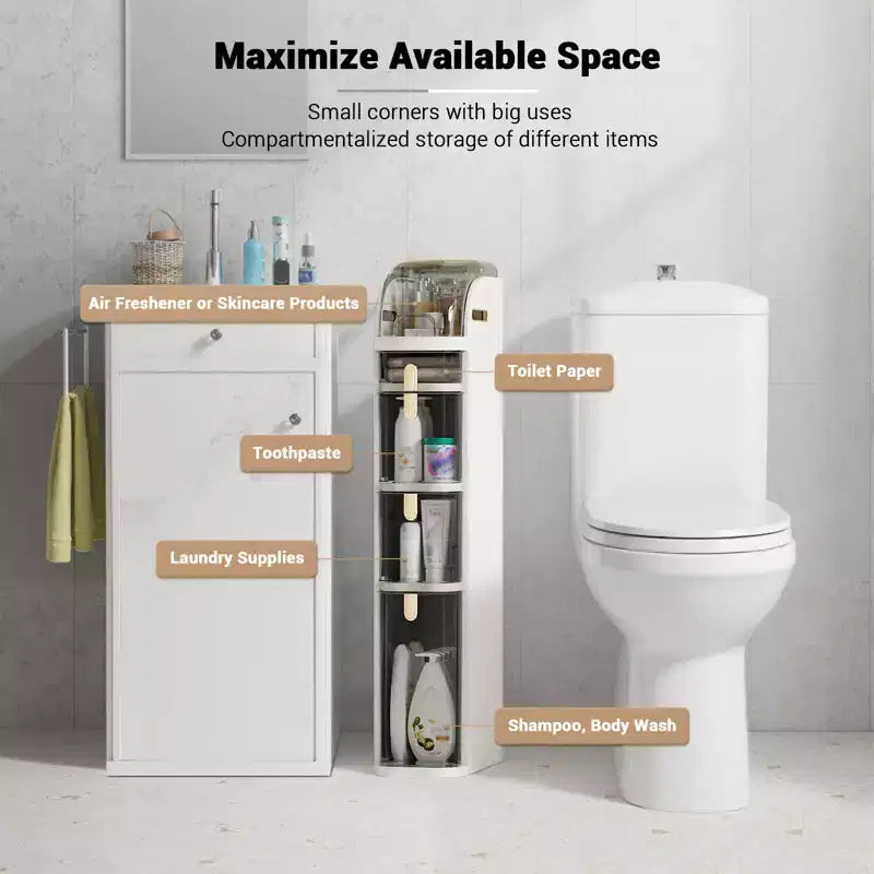 Meuble de rangement de salle de bain fin, Armoire étroite avec tiroirs, roulettes, poignée, porte-papier toilette, Organisateur de sol roulant en plastique pour salle de bain, cuisine