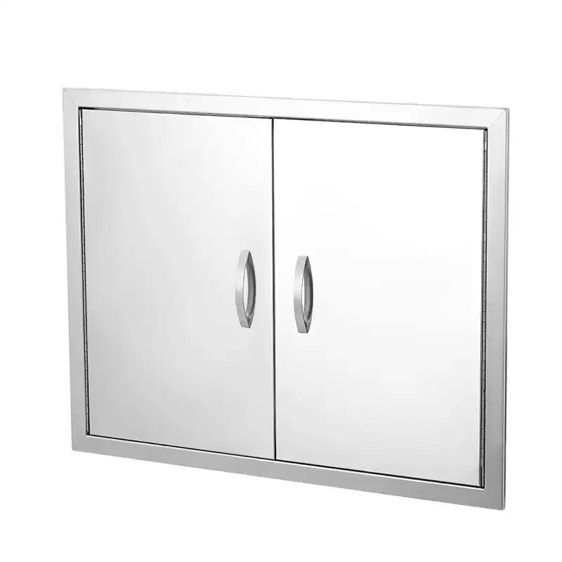 Outdoor Kitchen Cabinet Doors, Stainless Steel Double Wall with Vent Panel - Magnetic Closure for Grill Islands