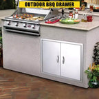 Portes d'armoire de cuisine d'extérieur, double paroi en acier inoxydable avec panneau de ventilation - Fermeture magnétique pour îlots de barbecue