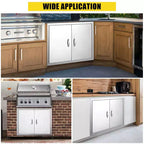 Portes d'armoire de cuisine d'extérieur, double paroi en acier inoxydable avec panneau de ventilation - Fermeture magnétique pour îlots de barbecue