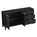 Buffet Okak en bois, Meuble de rangement avec portes incurvées en relief, Console pour Cuisine, Salon, Bureau