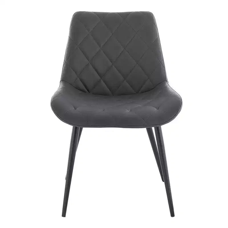 Armen Living, chaises de salle à manger Loralie en similicuir gris et métal noir - Lot de 2