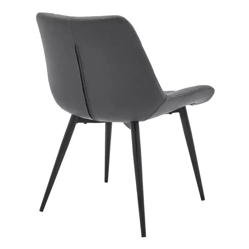 Armen Living, chaises de salle à manger Loralie en similicuir gris et métal noir - Lot de 2