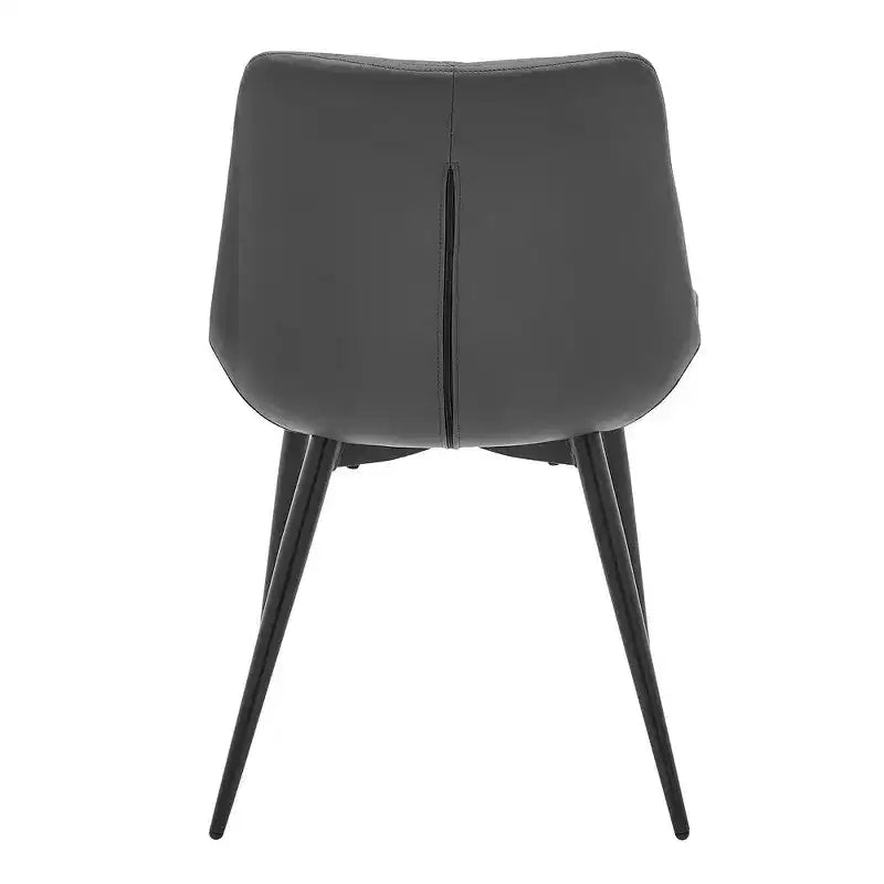 Armen Living, chaises de salle à manger Loralie en similicuir gris et métal noir - Lot de 2