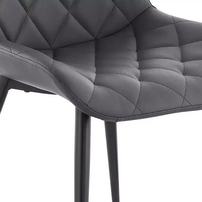 Armen Living, chaises de salle à manger Loralie en similicuir gris et métal noir - Lot de 2