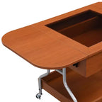 Table basse pliante moderne Zeus & Ruta avec roulettes, 1 tiroir et 2 niveaux de rangement, structure métallique pour salon