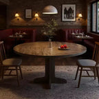 Table à manger ronde GustoWave 47, avec plateau en bois