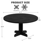 Table à manger ronde GustoWave 47, avec plateau en bois
