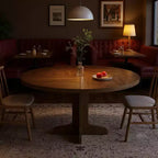 Table à manger ronde GustoWave 47, avec plateau en bois