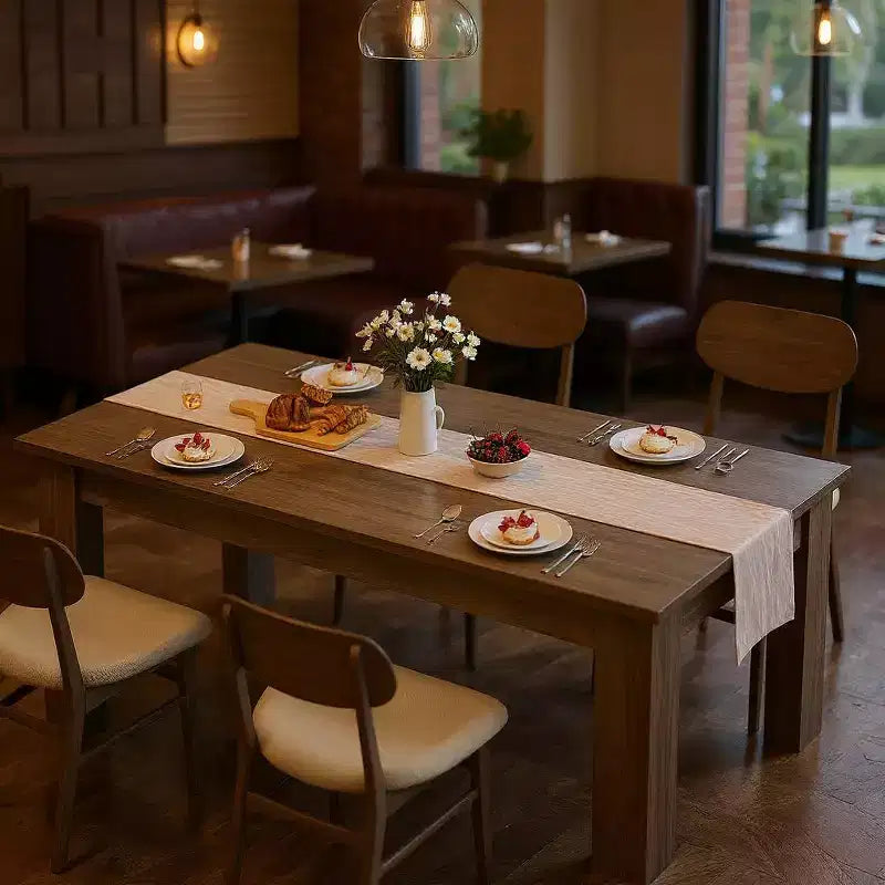 Table à manger de ferme GustoWave 63 en bois, pour 4-6 personnes, plateau standard