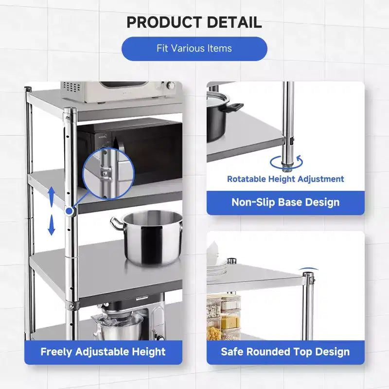 Étagères de rangement, 150 kg par étagère, unité de rayonnage métallique – Organisateur ajustable pour cuisine, garage, bureau, entrepôt