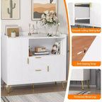 Buffet de rangement moderne, 2 portes et 2 tiroirs, 99 cm de large, station de café compacte pour cuisine, salon, salle à manger