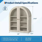 Meuble haut de salle de bain mural avec portes vitrées, organisateur de rangement à 4 niveaux en forme d'arche, armoire à pharmacie avec étagère réglable, 61 x 71 x 23 cm (l x H x P)