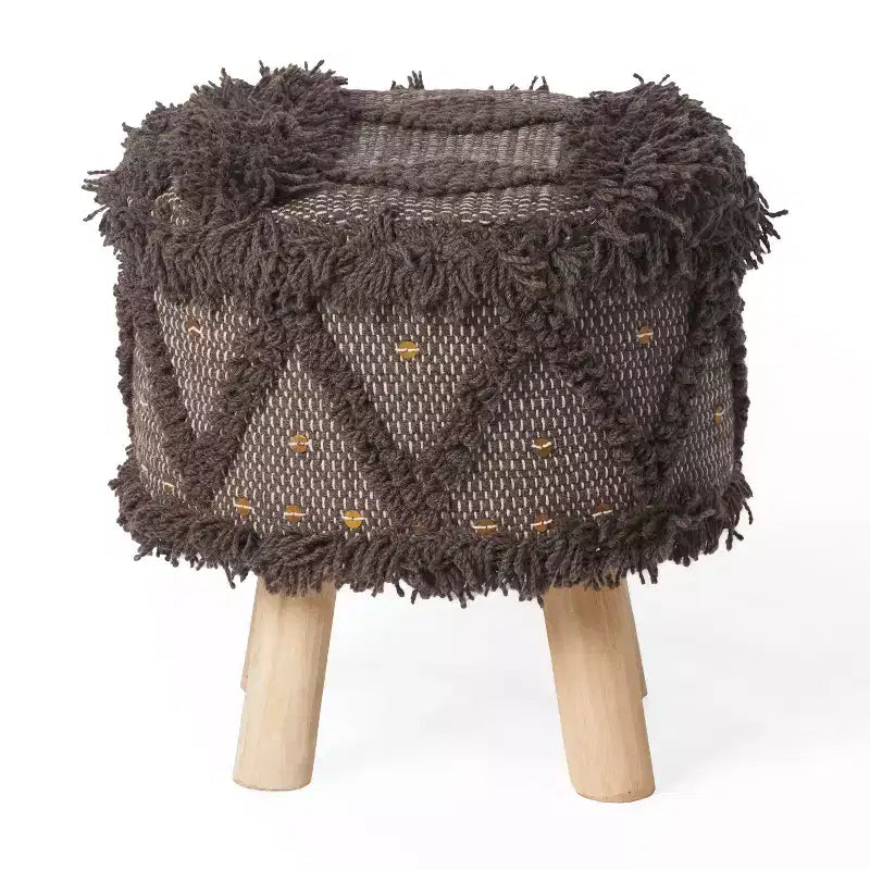 Tabouret GDFStudio Edene Boho en Tissu Fait Main avec Accents Métalliques