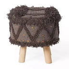 Tabouret GDFStudio Edene Boho en Tissu Fait Main avec Accents Métalliques