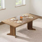 Table de cuisine rectangulaire GustoWave 71.1 de style rustique, avec plateau épais