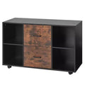 VEVOR 2 Drawer Wooden File Cabinet, Mobile Filing Cabinet with Open Shelves, Lateral Rolling File Storage with Lockable Wheels, Black