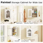 Meuble Mural de Salle de Bain Costway Armoire à Pharmacie avec Porte en Verre Trempé et Étagère Réglable Blanc/Noir/Marron/Gris/Naturel