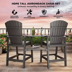 2 chaises Adirondack de bar d'extérieur avec plateau de connexion, chaises de balcon pour terrasse, jardin, chaises hautes Adirondack d'extérieur résistantes aux intempéries