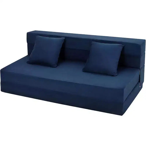 Acekool Folding Sofa Mattress, Convertible Queen Memory Foam Sofa Bed with Pillow, Linen Futon Floor Couch for Living Room or Guest Room