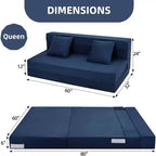 Matelas de canapé pliant Acekool, canapé-lit convertible Queen en mousse à mémoire de forme avec oreiller, futon de sol en lin pour salon ou chambre d'amis