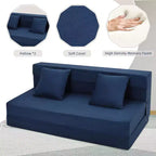 Matelas de canapé pliant Acekool, canapé-lit convertible Queen en mousse à mémoire de forme avec oreiller, futon de sol en lin pour salon ou chambre d'amis