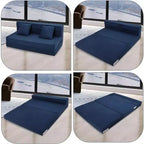 Matelas de canapé pliant Acekool, canapé-lit convertible Queen en mousse à mémoire de forme avec oreiller, futon de sol en lin pour salon ou chambre d'amis