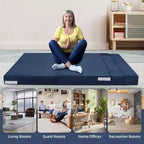 Matelas de canapé pliant Acekool, canapé-lit convertible Queen en mousse à mémoire de forme avec oreiller, futon de sol en lin pour salon ou chambre d'amis