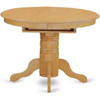 HomeStock Belmont Table de salle à manger ovale 7 pièces 42/60 avec rallonge papillon de 18 po et 6 chaises Parson avec pieds en chêne et tissu en lin fauve clair