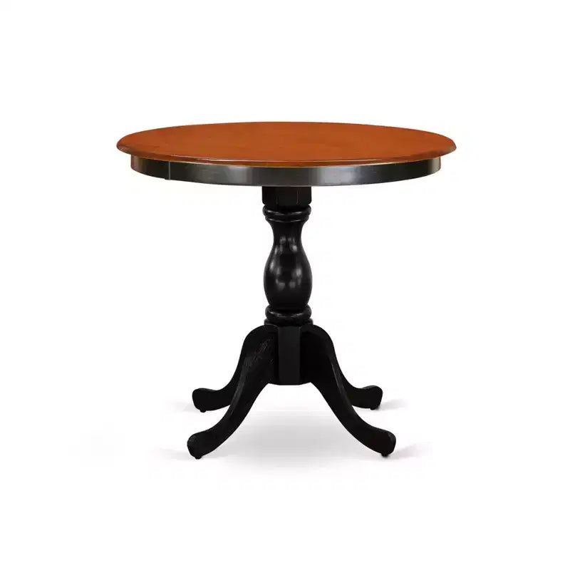 HomeStock Belmont Ensemble de salle à manger 3 pièces Mid-Century, avec table en bois et 2 chaises de salle à manger à dossier ajouré – Finition noire