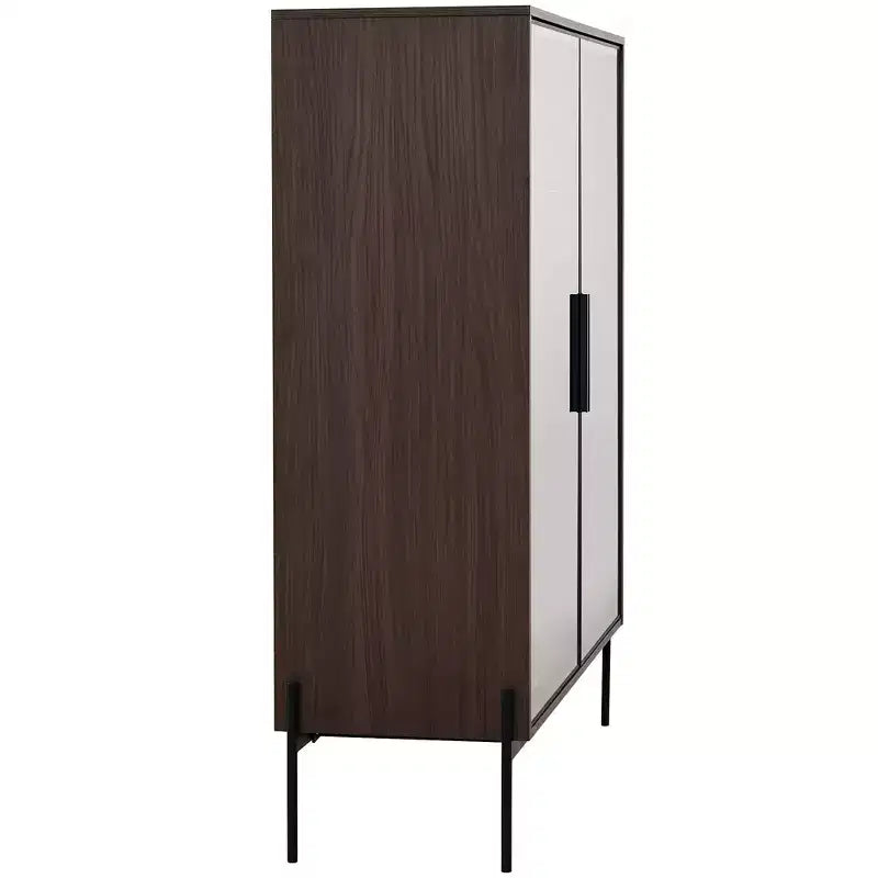 Okak Bahut autoportant avec porte vitrée et LED, vitrine 4 étagères avec 2 tiroirs pour salon cuisine