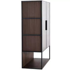 Okak Bahut autoportant avec porte vitrée et LED, vitrine 4 étagères avec 2 tiroirs pour salon cuisine