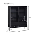 Okak Bahut autoportant avec porte vitrée et LED, vitrine 4 étagères avec 2 tiroirs pour salon cuisine