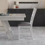 Ensemble de salle à manger VECELO rustique 5 pièces avec table extensible, table en bois d'hévéa avec 4 chaises de salle à manger sans accoudoirs rembourrées pour cuisine, gris