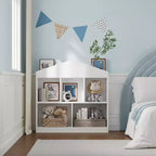 Étagère à Livres pour Enfants, Organisateur de Jouets Blanc, Bibliothèque à 5 Compartiments, Maison de Jeu pour Tout-Petits, Étagère de Rangement en Bois