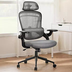 Chaise de bureau Bestier avec support lombaire et appui-tête réglables, chaise d'ordinateur en maille confortable avec accoudoirs relevables souples, chaise de jeu à hauteur réglable