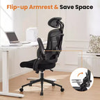 Chaise de bureau Bestier avec support lombaire et appui-tête réglables, chaise d'ordinateur en maille confortable avec accoudoirs relevables souples, chaise de jeu à hauteur réglable