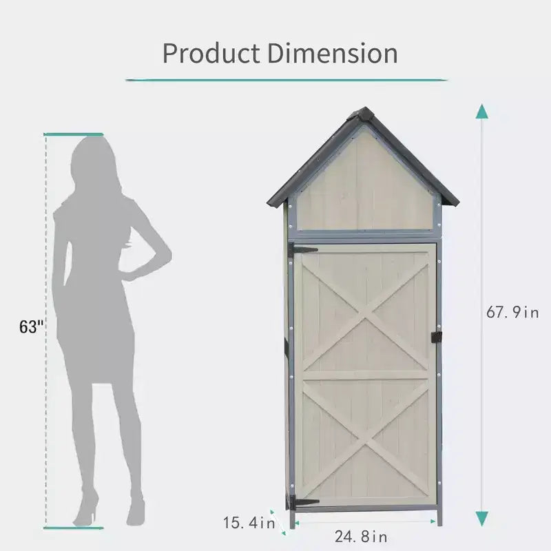 Abris de jardin, abris de rangement verticaux, abris de jardin en bois avec cadre métallique, grand abri de rangement