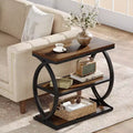 Lantine 3-Tier End Table, Industrial Wooden Side Table with Metal Frame for Bedroom, living Room, Rustic Brown