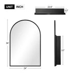 PexFix Armoire de salle de bain encastrée ou murale de 91,4 x 61 cm, avec miroir, cadre en acier inoxydable et 2 étagères réglables, miroir, noir