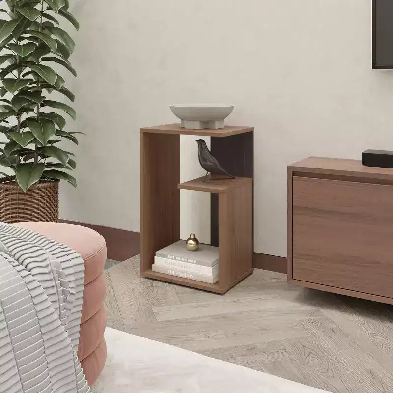 Console MAYEERTY en mélaminé avec rangement ouvert Wengé 1 pièce