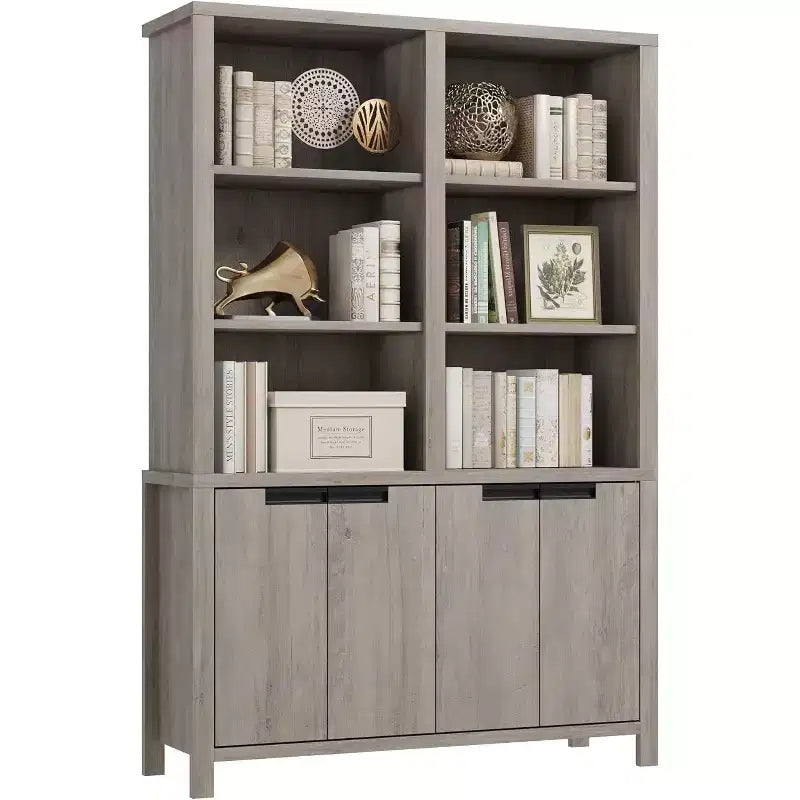 Bibliothèque de Ferme 71, Étagère Vintage avec Armoire de Rangement et Étagère Réglable, Bibliothèque Rustique pour Salon, Bureau, Bibliothèque